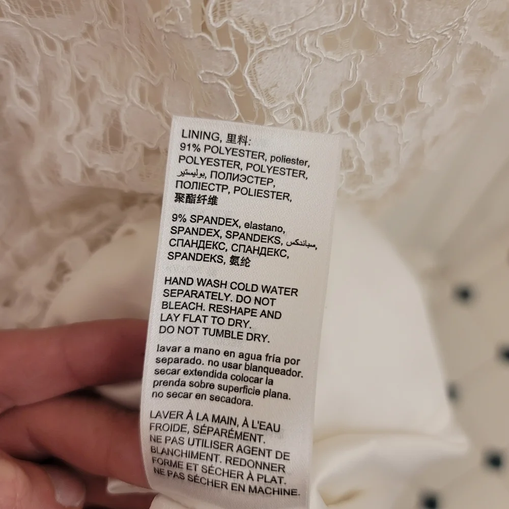 NWT BEBE JESSIE WHITE LACE MOCK NECK DRESS $139 SIZE 6 - Picture 11 of 15